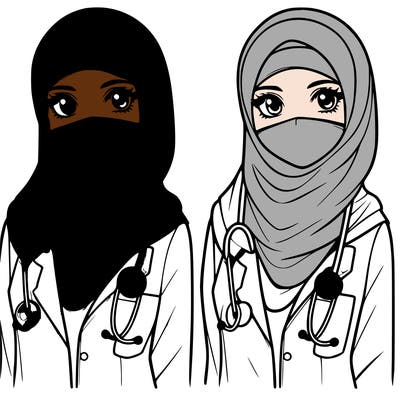 a muslim woman with a veil who is a doctor realistic