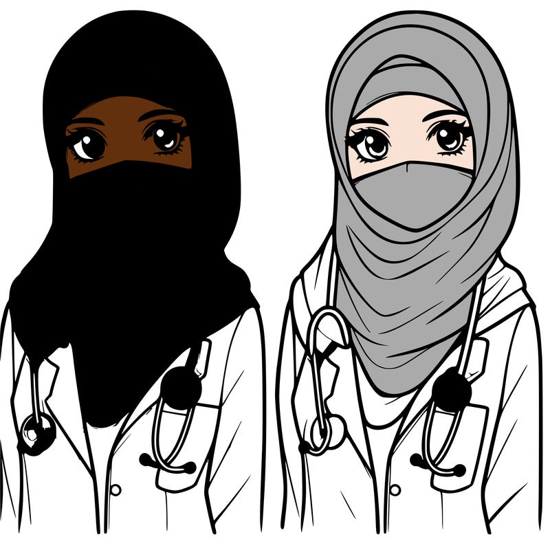 a muslim woman with a veil who is a doctor realistic