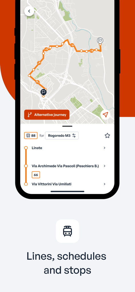 ATM Milano App zeigt Nahverkehrslinien und Fahrpläne auf einer Karte