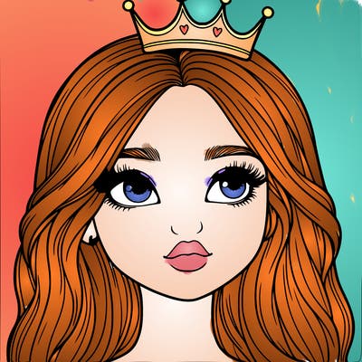 a realistic girl with a crown on