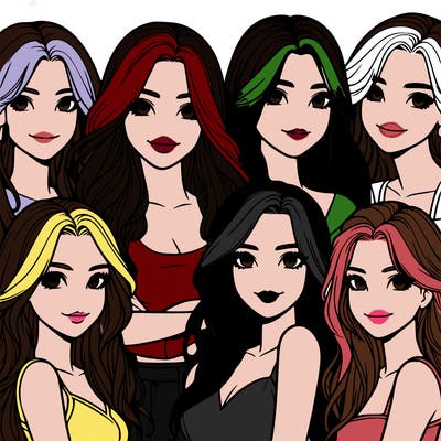 a group of realistic girls