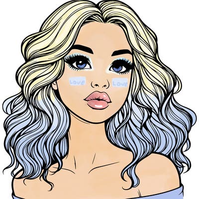 realistic girl with wavy hair and lips