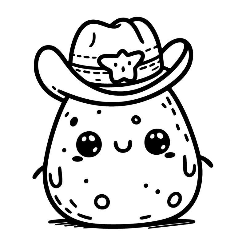 cute  potato with a face in a cowboy hat