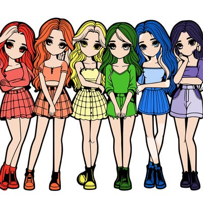 a group of girls realistic