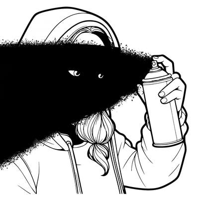 a realistic girl, spray painting