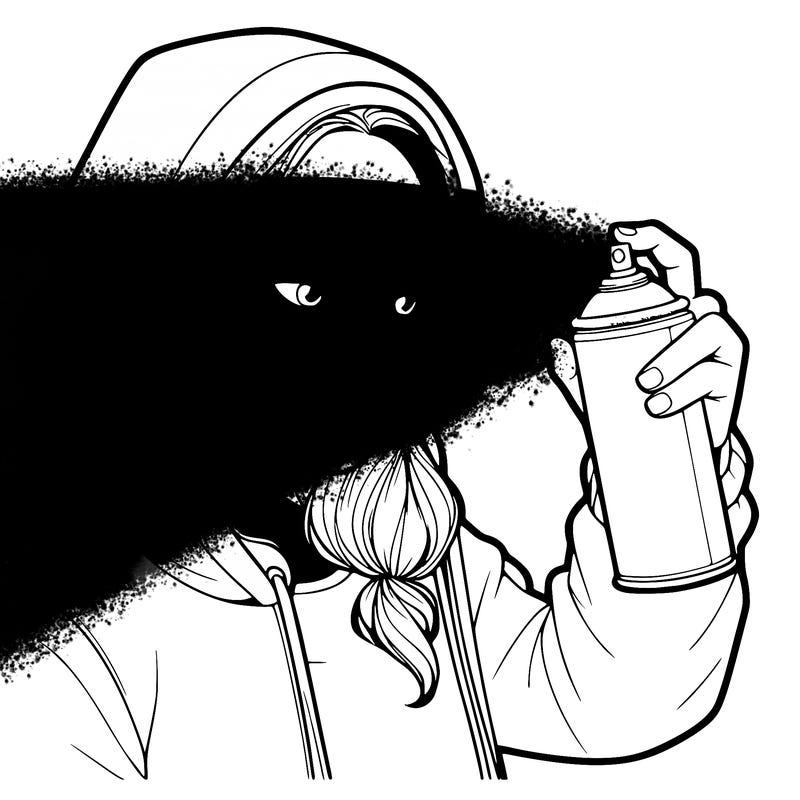 a realistic girl, spray painting