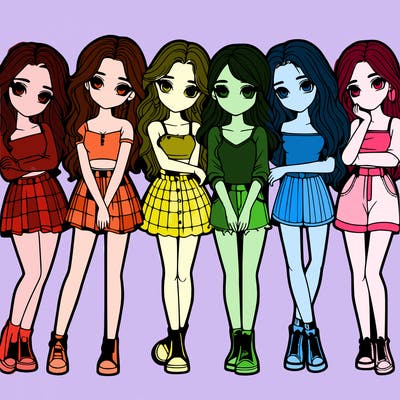 a group of girls realistic