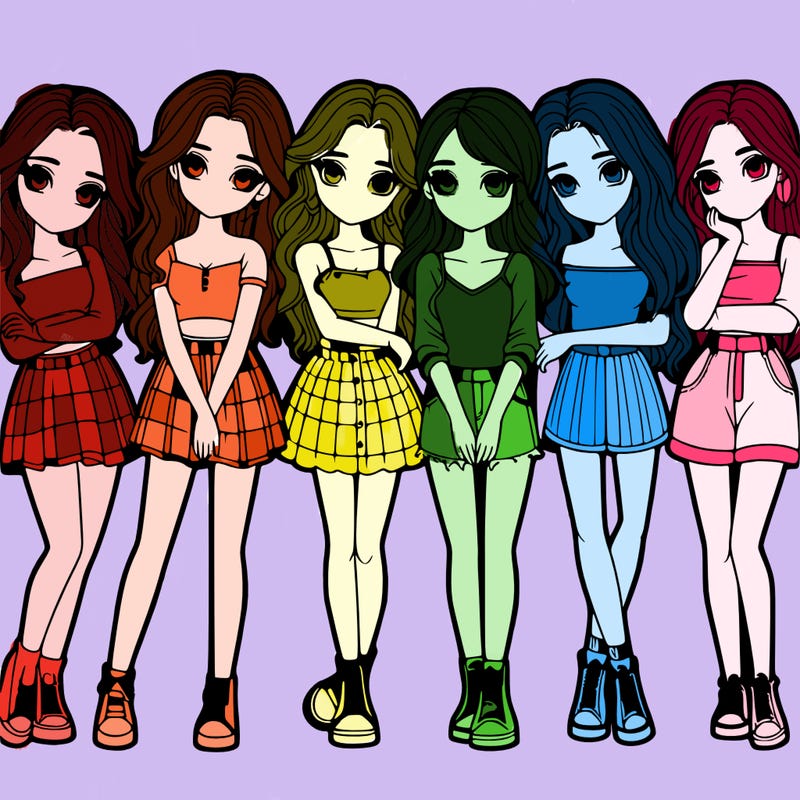 a group of girls realistic