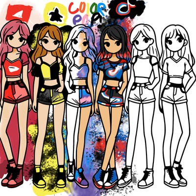 a group of girls wearing crop tops and shorts