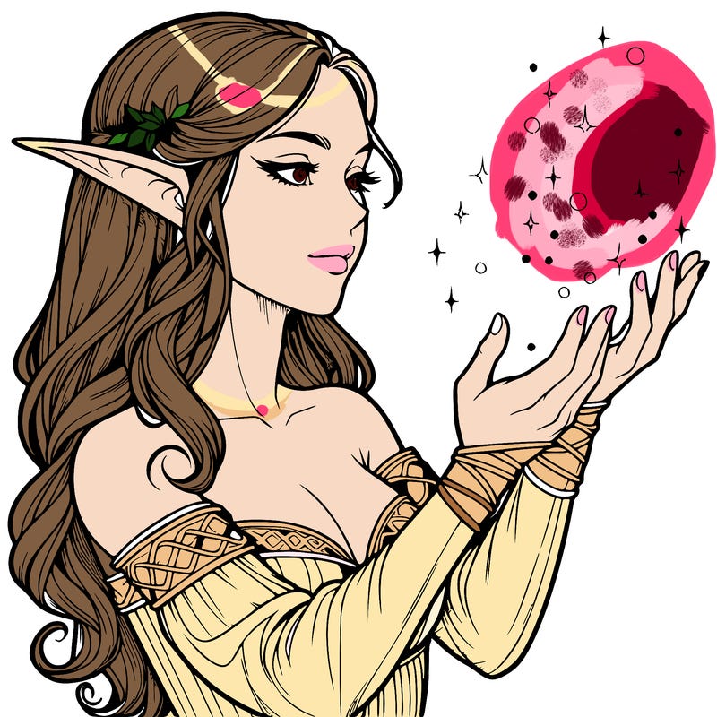 realistic elf girl doing magic