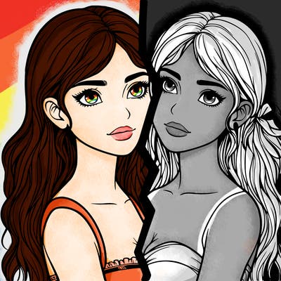 split realistic girl