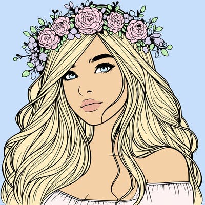 realistic girl with flower crown