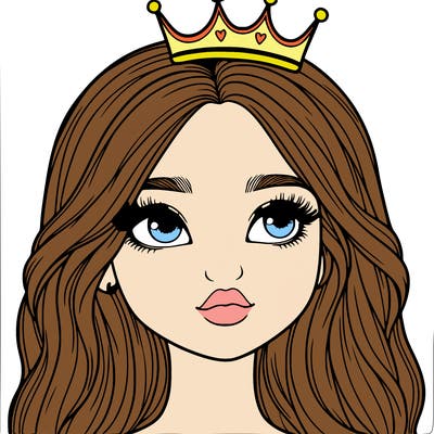 a realistic girl with a crown on