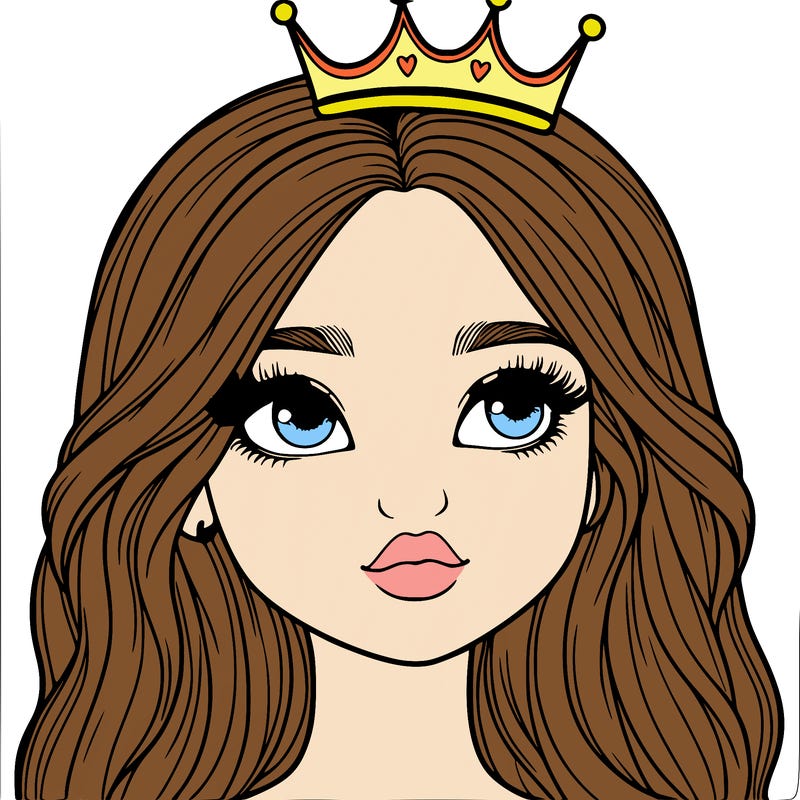 a realistic girl with a crown on