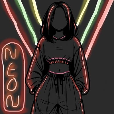 realistic girl faceless with baggy pants and a crop top
