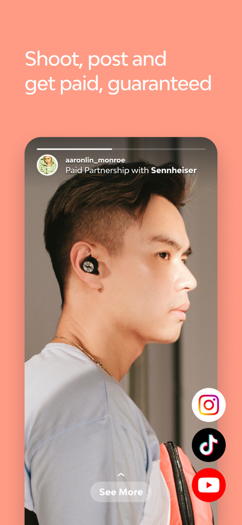 Vamp - Vamp app screen featuring a content creator in a paid partnership with a global brand.