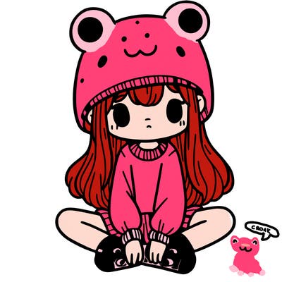 a girl wearing a frog hat and some frog socks