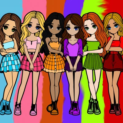 a group of girls realistic
