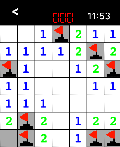 Minesweeper For Watch - Cuadrícula de juego clásica de Buscaminas en un Apple Watch con banderas y números