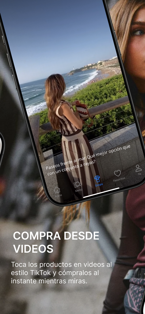 Algo bonito - Mobile screen showing the video shopping feature of the Algo bonito fashion app