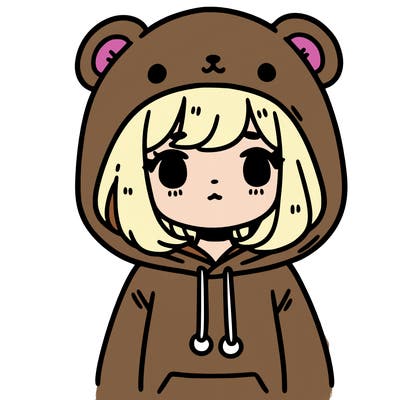 girl wearing bear hoodie