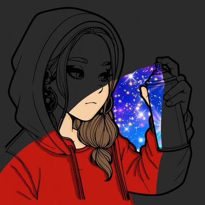 a realistic girl, spray painting