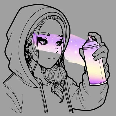 a realistic girl, spray painting
