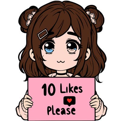 a girl with a sign saying 10 likes please