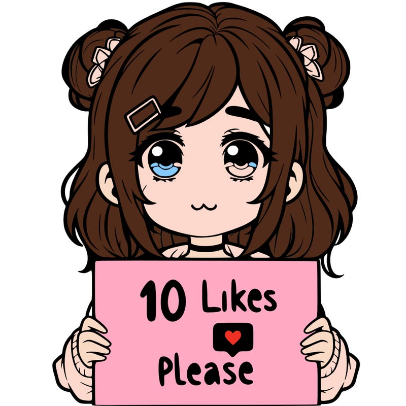 a girl with a sign saying 10 likes please