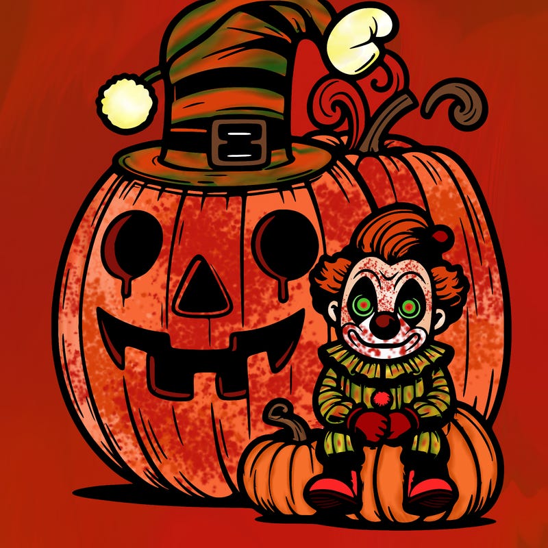 pumpkin with scary clown