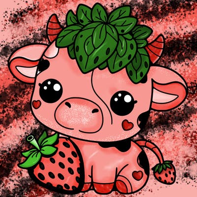 cute strawberry cow