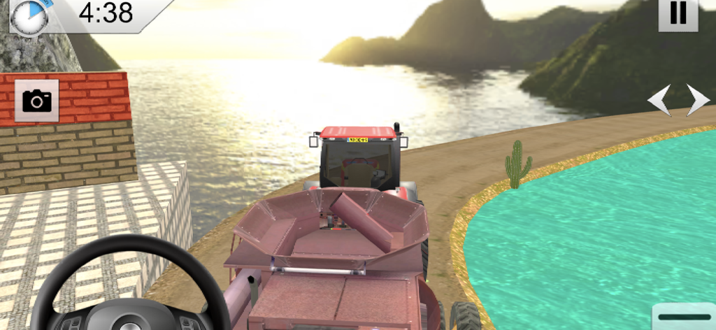 Ultimate Truck Tow Simulator - A heavy truck driving on a narrow coastal road at sunset in Ultimate Truck Tow Simulator