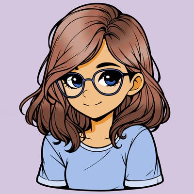 realistic girl with glasses