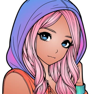 realistic adult girl with hoodie on