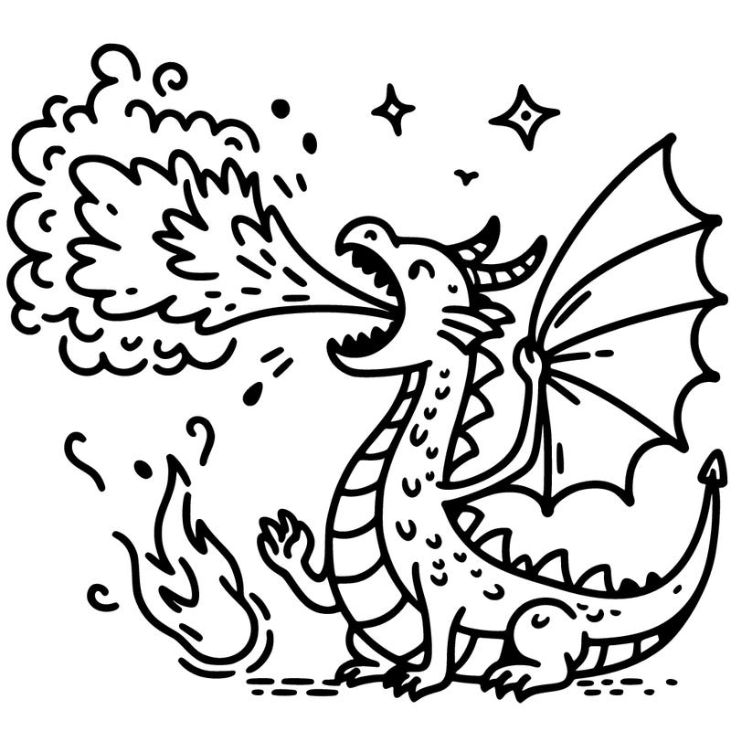dragon blowing fire from its mouth