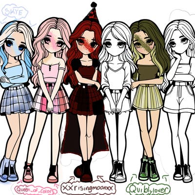 a group of girls realistic