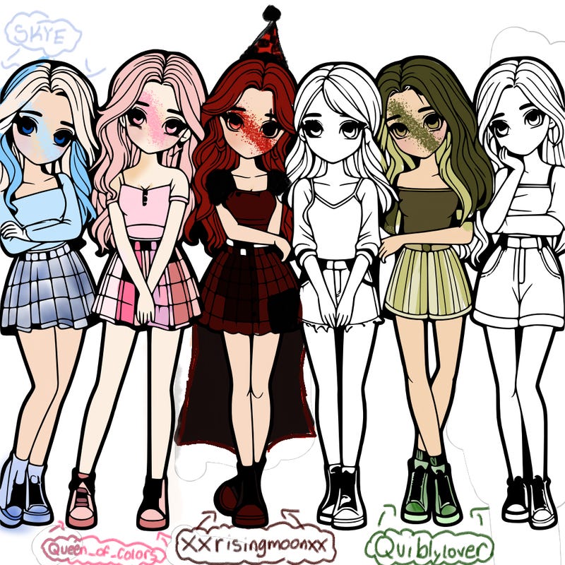 a group of girls realistic