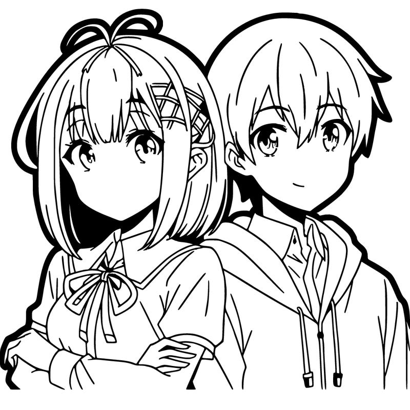 girl and boy in anime