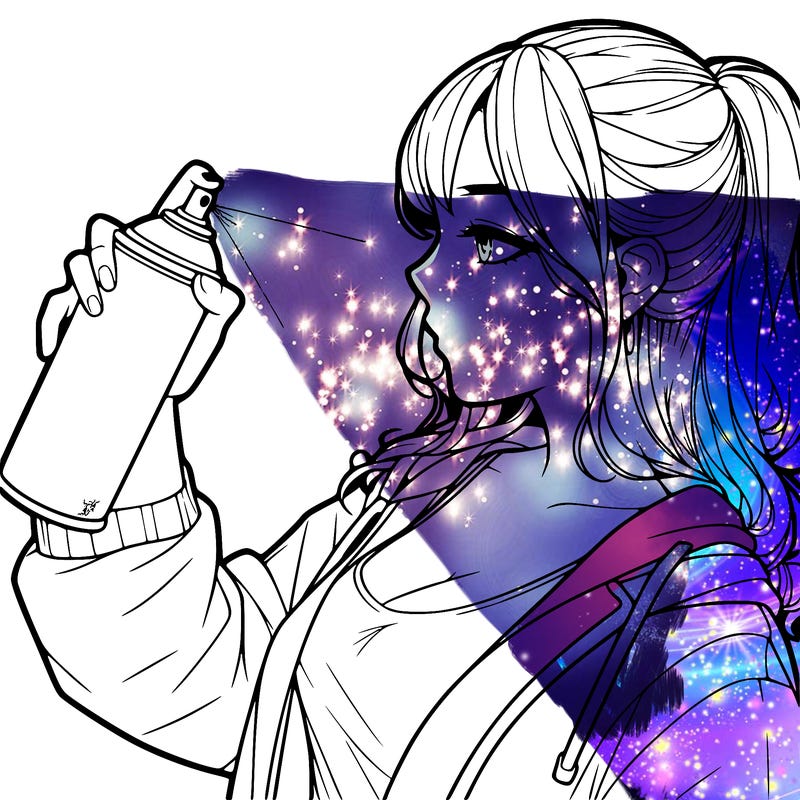 a realistic girl spray, painting