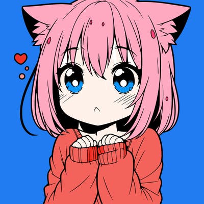 shy anime catgirl