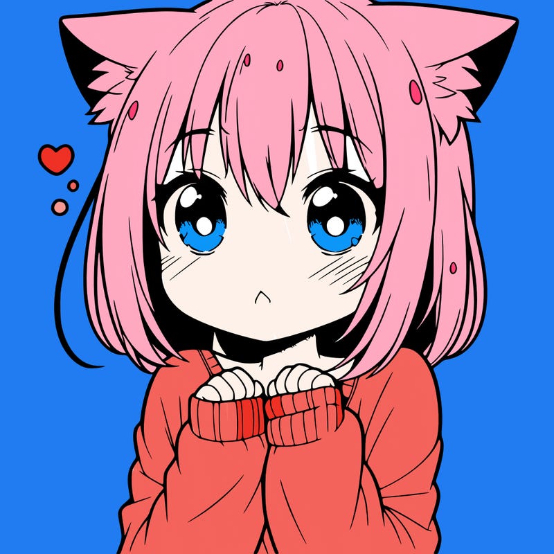shy anime catgirl