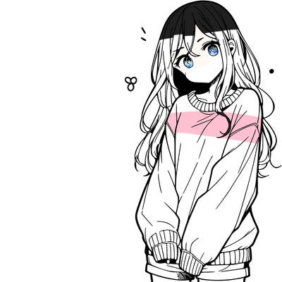 manga teen girl  in a sweater and baggy pants