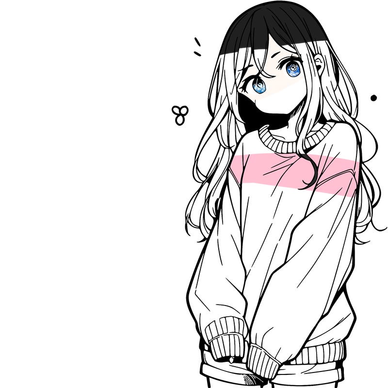 manga teen girl  in a sweater and baggy pants