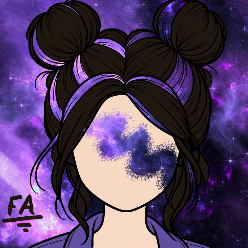 realistic girl with buns on the top of her hair