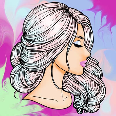 realistic woman's head & hair