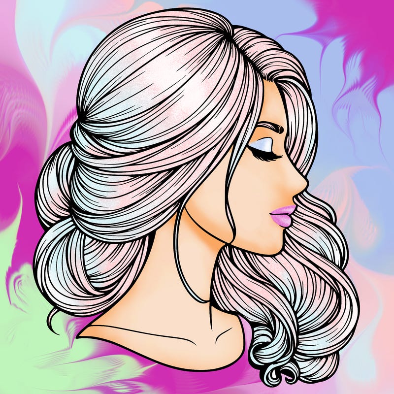 realistic woman's head & hair