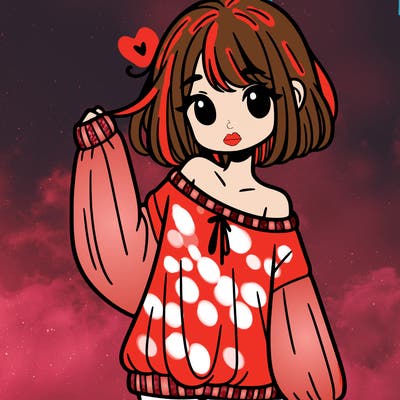 girl in baggy sweater hanging off her shoulder