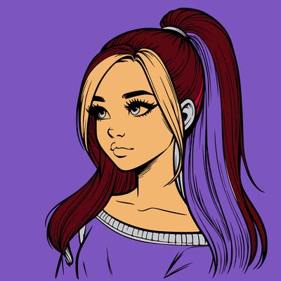 realistic girl with a high ponytail