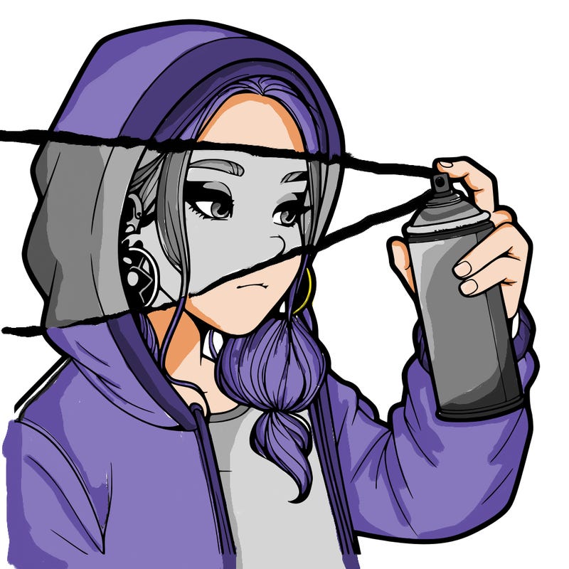 a realistic girl, spray painting