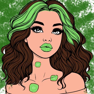 realistic girl with wavy hair and lips